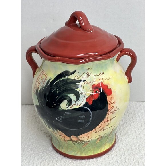 SUSAN WINGET CERTIFIED INTERNATIONAL LE ROOSTER MEDIUM CANISTER 9" - Picture 1 of 11